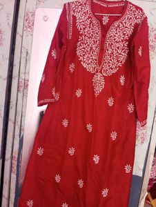 Rust Red Lakhnawi Kurti