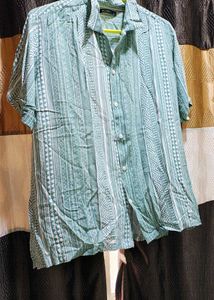 Green Printed Button-Up Shirt