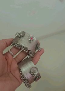 Silver-toned Ghungroo Cuff Bracelet for navratri