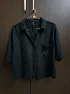 Westside Lov Size S:Black Linen Button-Up Shirt