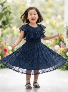 Navy Blue Layered frock  Dress for Girls