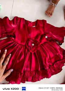 Stunning Red Baby Girl Dress with Matching Cap&amp; pu