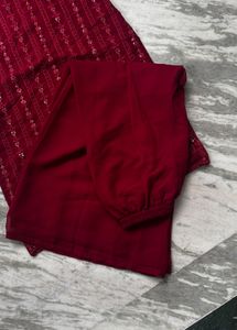Maroon Sequined Kurta Set