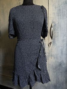 Navy Polka Dot Wrap Dress