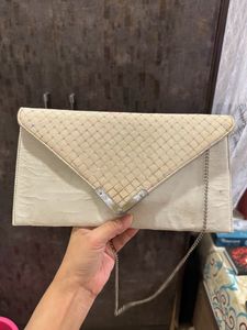 Elegant Ivory Envelope Clutch with Chain Strap