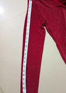 Long Sleeves Glitery Red Wrapped Style Top M &amp; L