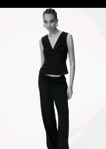 Black Drawstring Linen Trousers