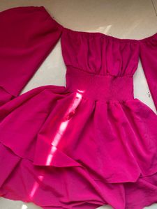 Pink Off-Shoulder Mini Dress