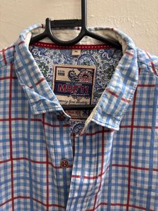Men's Blue Plaid Long Sleeve Shirt
