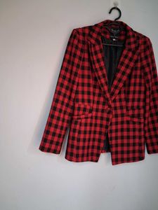 Red check blazer