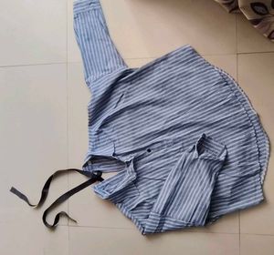 Blue Striped Button-Down Tunic