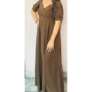 Elegant Brown Maxi Dress