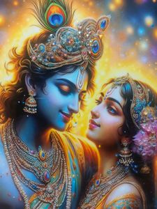 Krishna Radha crystal bubble frame