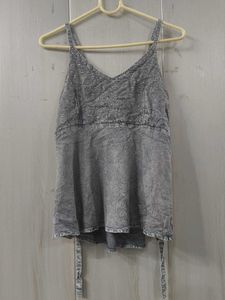 Grey Textured Strapped kurti