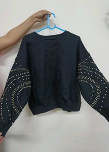 Embellished Sleeves Sweatshirt