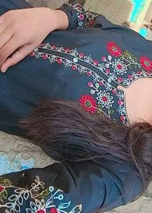 Midnight Elegance Embroidered Kurta with pant Set