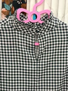 Gingham Check Mock Neck Top
