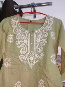 Beautiful Green Chikankari Short Kurti