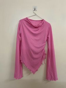 Cute Pink Asymmetrical Hem Top