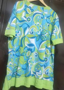 Green &amp; Blue Printed Top For Woman 46 Bust