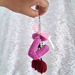 Handmade Crochet Letter Keychain