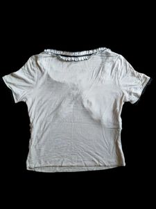 White Y2k ruffled bolero top