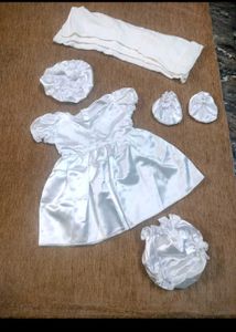 White Satin Baby Dress Set