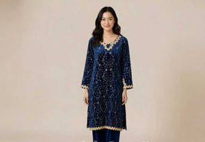 Embroidered Premium Velvet Kurta Set