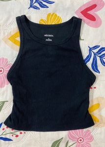 Ribbed Black Crop Tank Top