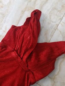 Sparkling Red V-Neck Maxi Dress