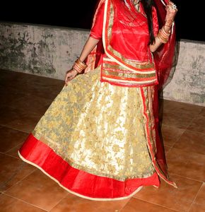 Red Ethnic rajputi poshak