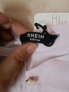 Light Pink Button-Up off shouldered Cropped Top