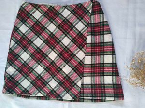 Plaid Wrap Mini Skirt
