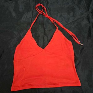 Red Halterneck Crop Top chatpate baddie goth