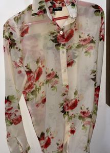Floral Print Sheer Shirt