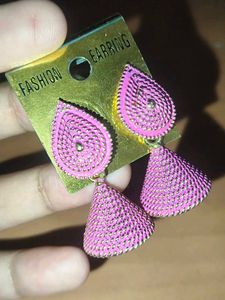 Pink Jhumka Earrings