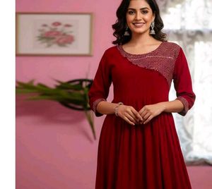 Elegant Maroon Embellished Ethnic dress
