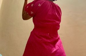 Pink Embroidered Midi Dress