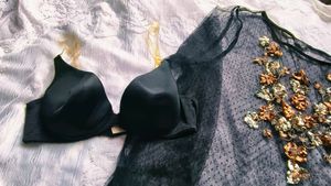 Sheer Black Embellished Top &amp;bra