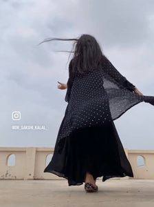 Elegant Black Polka Dot Kurta Set