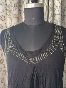 Black Embellished Sleeveless Top