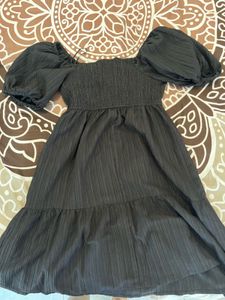 Chic Black Puff Sleeve Mini Dress