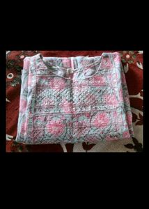 Pink Floral Print Kurta Set