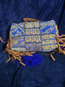 Bohemian Blue Embroidered Crossbody Bag
