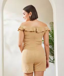 Chic Tan Off-Shoulder Romper