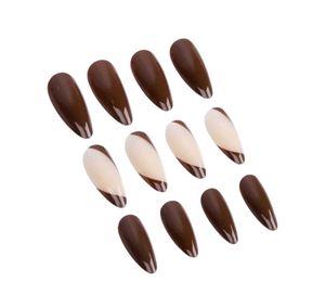 Brown &amp; Nude Almond Press-On Nails