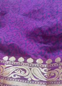 Vibrant Purple Saree with Gold Border