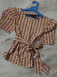 Multiway Stylish Printed Tie-Waist Blouse