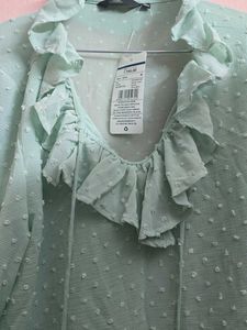 Mint Green Textured Ruffle Tunic