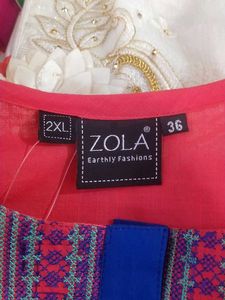 ZOLA Women’s Pink Embroidered Kurti | Ethnic Casua